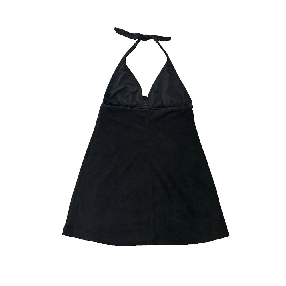 VTG Ralph Lauren Black Terry Halter Dress L Cover Up tennis Beach Club Preppy - Picture 7 of 16